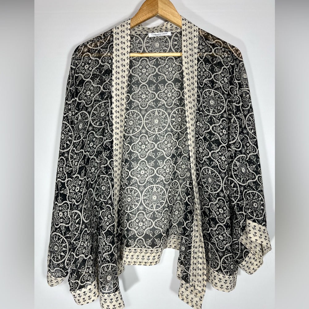 Coldwater Creek Boho Black and Cream Sheer Coverup